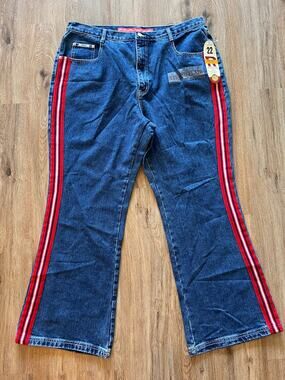 REVOLT High Rise Bootcut Jeans With Red Stripe Size 22 Vintage
